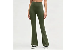 Antibacterial Bamboo Cotton Flare Yoga Pants Women High Waist Flare Leggings Breathable Activewear Pants