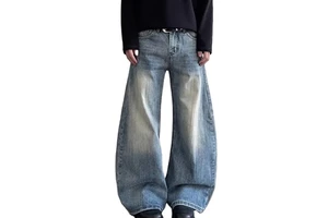 2025 Autumn Men's High Quality Plus Size Loose Wide Leg Jeans American Retro High Street Trend Fashion Casual Jeans