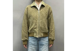 Jancoco New Fashion Woven Suede Bomber Jacket Women Premium Vintage Short Genuine Suede Leather Jackets For Autumn Winter