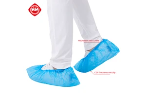 Hubei Haixin Disposable CPE Shoe Cover Safety Plastic Anti-slide Overshoes Manufacturer Nonwoven Non slip Shoe Covers Wholesale