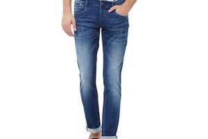 Blue Wash Slim Fit Plus Size Men Jeans Stretch Denim Trousers Mid Rise Casual Wear