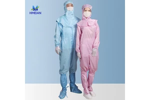 High Quality Washable Cleanroom Antistatic Dark Blue ESD Lab Use Jumpsuit Style 5mm Grid ESD Coverall