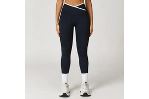 Naked Feel High-Waisted Yoga Pants - Cross-Waist Color-Block Workout Leggings for Running & Gym