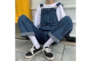 5XL Large Size Jumpsuit Women's Jeans Rompers Retro Big Pocket Loose Denim Overalls Korean Shoulder Strap Wide-leg Overalls
