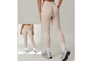 Custom Logo Leopard Print Yoga Pants | Seamless High Waist Tummy Control Leggings | Scrunch Butt Lifting Gym Tight for Women