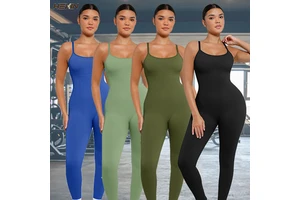 Wholesale Sports One Piece Jumpsuits High Stretchy Seamless Catsuit Tummy Control Removable Cup Pads Fitness Yoga Wear
