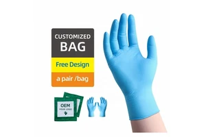 For 510K Custom Manufacture Wholesale Safety Protective Examination Powder Free Blue Disposable Medical Nitrile Gloves 5MIL