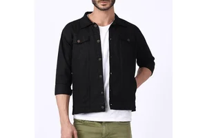 New Arrival Premium Quality Winter Men's 100% Cotton Jeans Jacket Front Logo Breathable Casual Wear for Adults High Street Style