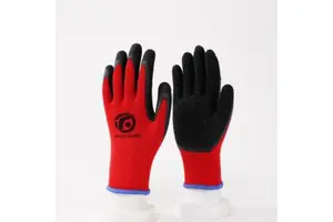 13G Polyester Nylon Black Latex Crinkle Coated Working Safety Work Hand Industrial Gloves