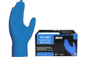 Heavy Duty Mechanical Gloves Custom Logo Industrial Nitrile Glove Raised Diamond Texture Grip Latex Free Black Disposable Gloves