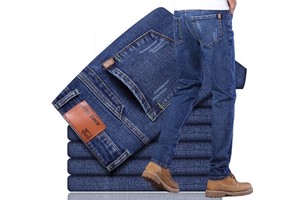 Direct Factory Sale Men's Slim Straight Casual Distressed Breathable Jeans for Winter Autumn Thickened Denim Mid Waist High