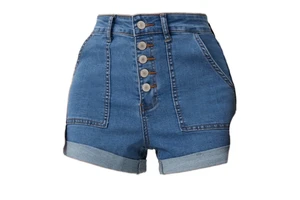 New Casual High Plain Jeans Shorts for Women Polyester/Cotton Custom Summer Premium Stylish Washed Denim Shorts Quick Dry Pearls