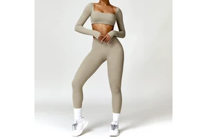 Custom Logo Women's Gym Apparel Square Neck Crop Tops Workout Yoga Pants Leggings Dropshipping Gym Fitness Sets Women 2025