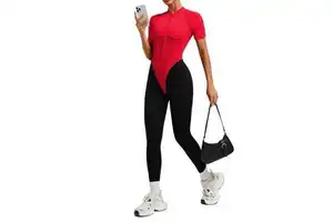 New Style Fitness Bodysuit & Jumpsuit for Sports Beautiful Back Collar with Contrast Color Stitching for Running Yoga & Sports