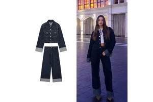 Denim Jacket and Pants Women's Set Jacket Stylish Women's Mid-Length Party Denim Coat Long-Sleeve Casual Lapel Jacket