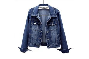 Vintage Spring Autumn Denim Jacket Women's Short Slim-fit Quick Dry Simple All-match Washed Cardigan Single-breasted