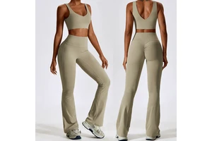 Yoga Pants Sets 2 Piece V Shaped Backless Active Wear Woman Activewear Manufacturer New Flare Leggings Gym Yoga Sport Set