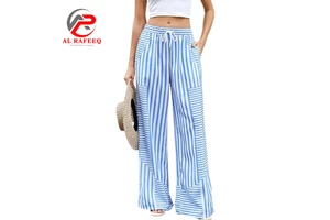 Hot Selling Womens Spring Fashion Solid High Waisted Straight Leg Ankle-Length Pants Formal Style Spandex/Polyester Quick Dry