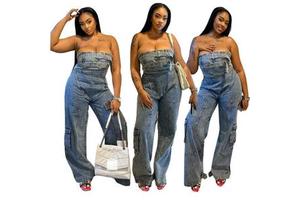 Ghh9850-2025 Women's High Waisted Skinny Fit Denim Jumpsuit Sexy Overalls for Spring and Summer Workwear