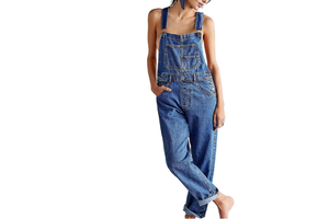 Custom Women Loose Fit Classic Bib Casual Jean Stretchy Denim Overall Jumpsuit Tapered Leg Jean Pants Fashion Denim Overalls