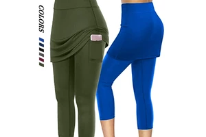 Wholesale Fake Two Piece Hidden Pocket Exercise Yoga Pants for Women Yoga Leggings
