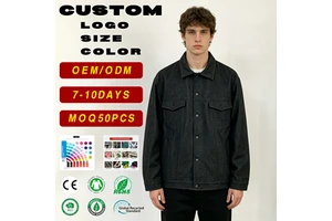 Custom Casual Wear Dark Blue Men's Original Selvedge Denim Work Jacket Vintage Slim Thick Jean Jacket