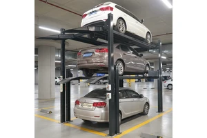 Smart Automatic Steel Parking Lift Equipment Triple Stacker Car Parking System With Cylinder Drive Mode