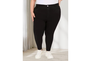 Plus Size Women's Plus Size Black Skinny Jeans Comfort Stretch Denim High Waist Casual Everyday Wear