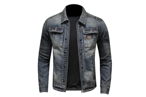 Casual Mens Winter Denim Jacket Rugged Style Blue Jean Outerwear Button Closure Fashion Streetwear Quick-Dry Eco-Friendly High
