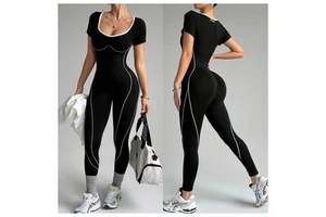 OEM/ODM Women's Sports Bodysuit Sweat-Wicking Quick Dry Breathable Lightweight Crew Neck Jumpsuit Women Gym Seamless Jumpsuit