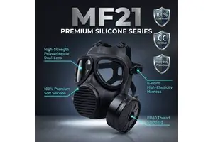 Professional MF21 Full Face Gas Mask 40mm Thread Reusable Silicone Industrial Respirator Panoramic View CE Certified Replaceable