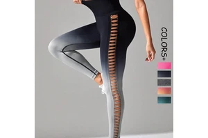 New Color Gradient Tie-Dye Side-Hole Seamless Wrinkle-Resistant Elastic Waist Yoga Pants Fitness Leggings For Women Thigh Lift