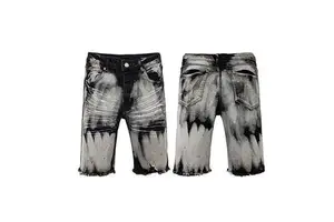 Custom Denim Jorts Manufacturers Short Jean Homme Summer Casual Classic Ripped Men Straight Fit Jeans Black Denim Shorts Men