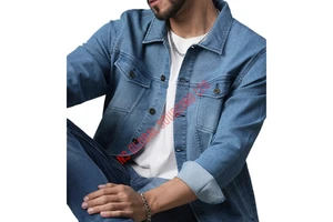 Street Style Mens Denim Jacket Featuring Classic Slim Fit Design With Button Closure And Stylish Collar Suitable For Everyday