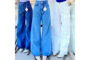 Women's Breathable Skinny Fit Straight Leg Light Wash Rhinestone Sparkly High Waist Jeans for Party & Club