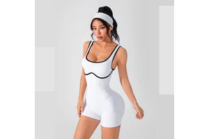 Customized Women One Piece High Waist Breathable Seamless Ribbed Yoga Set Jumpsuit Running Fitness Sports Jumpsuit