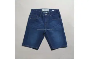 Trendy Blue Denim Shorts for Men with Stylish Streetwear Straight Mid Waist Casual Summer Wear Embroidery Zippers