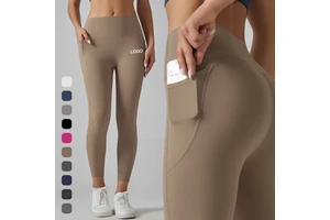 Buttery Soft Yoga Legging With Side Pocket OEM Plain Gym Fitness Slimming Athletic Leggings For Women