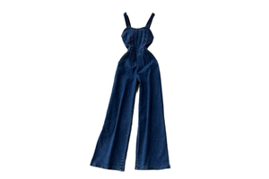 Casual Denim Long Jumpsuits High Waist Vintage Jump Suits Ladies Retro Overalls One Piece