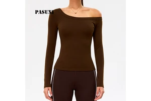 PASUXI Women's Off Shoulder Yoga Top Slim Fit Quick Dry Breathable Fitness Workout Sports Crop Top Activewear Wholesale