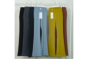 Custom Stretchy Designer Solid Color Soft Multicolor Fitness Women Sports Pants High Waist Trumpet Wide Yoga Leggings
