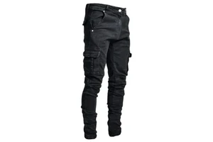 FY Wholesale New Men Denim Side Pocket Outdoor Jeans Zipper Pencil Long Pants Men's Clothes Casual Trousers Casual Jeans