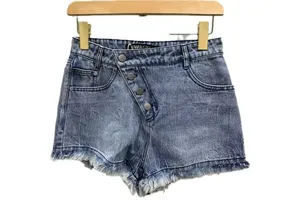 OEM Summer Trendy Casual High Waist Women's Stretch Denim Shorts Button Sexy Tassel Ripped Jeans Available for Wholesale