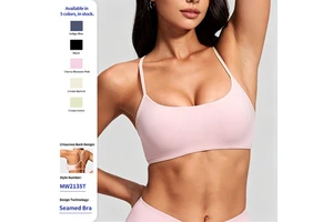 Moisture-Wicking Lightweight Thin Strap Sports Bra Breathable Quick-Dry Activewear Top Front For Yoga Pilates Gym Training