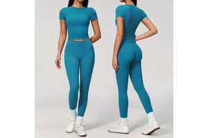Women's Yoga Short Top High-Waisted Quick-Drying Solid Casual Pants Running Outdoor Yoga 2-Piece Clothing Set