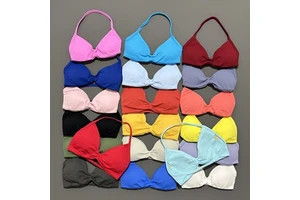 Women Padded Bandeau Sports Tube Top Bra Strapless Wireless Solid Seamless Yoga Workout Sports Bra