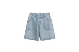 High Quality Custom Vintage Casual Straight Mid Waist Light Wash Pocket Design Denim Men's Shorts Summer Daily Street Outfit