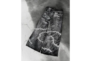 Men Office Business Straight Leg Formal Pants Smart Casual Work Baggy Jeans Patch Denim Jeans men's pants men's trousers