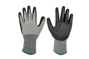Factory Price 15 Gauge Anti Cut Waterproof Anti-Slip Heavy Duty Safety Gloves Nitrile Coated Knit Wrist Cuff Silicone-free