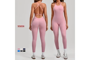 Womens Full-Length Sports Jumpsuit Four-Way Stretch Breathable Lightweight Nylon/Spandex Yoga Running Jumpsuit